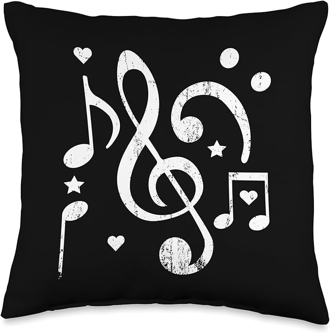 music singing hobby bass clef sheet music Musician Design Treble Clef Musical Notes Throw Pillow, 16x16, Multicolor