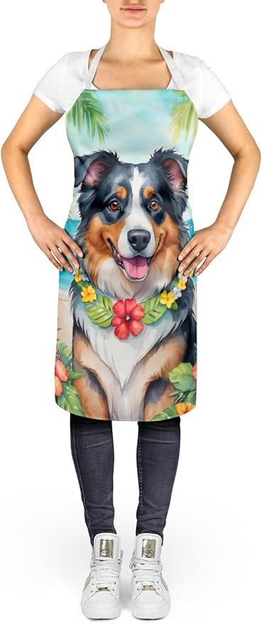 Caroline's Treasures Australian Shepherd Luau Apron Cooking Kitchen Server Baking Crafts Gardening for Adult Women Men, Unisex, Large, Multicolor