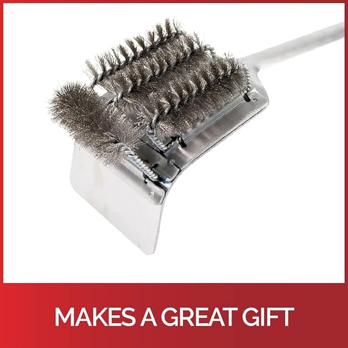 BBQ Dragon Ultimate Grill & Smoke Cleaning Bundle — Heavy Duty Heat Resistant BBQ Gloves + Stainless Steel Grill Brush and Scraper for Outdoor Barbecue, Grilling & Smoking