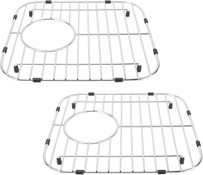 Stainless Steel Kitchen Sink Grid, 13.12x11.81in Sink Protector, Dish Drainer Cooling Rack with Hollow Design for Fast Drying, Ideal for 4.6 Inch Drain Hole