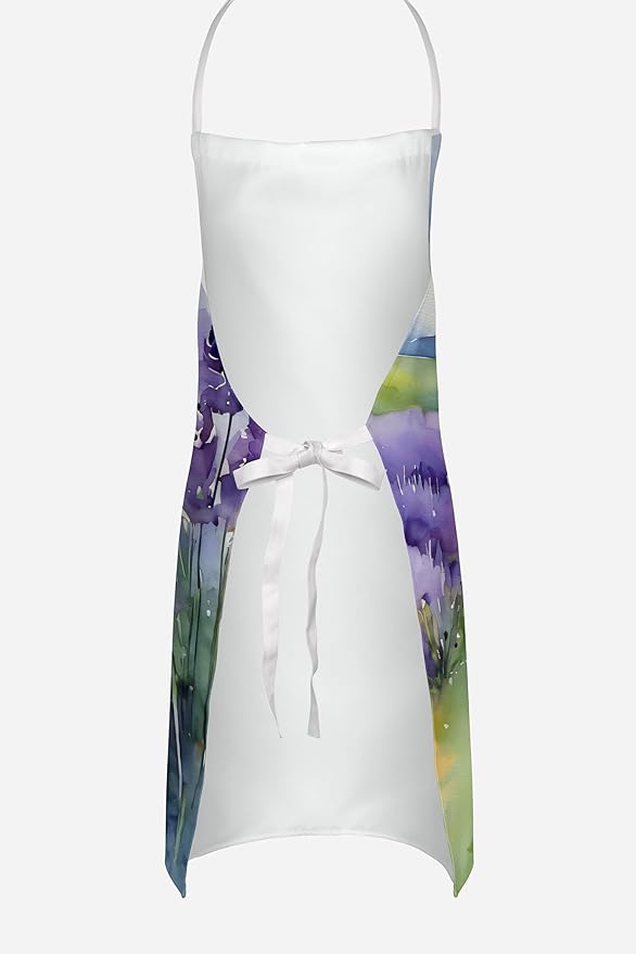 Caroline's Treasures Lavender in Watercolor Apron Cooking Kitchen Server Baking Crafts Gardening for Adult Women Men, Unisex, Large, Multicolor