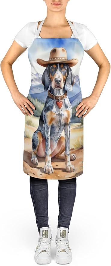 Caroline's Treasures Bluetick Coonhound Cowboy Welcome Apron Cooking Kitchen Server Baking Crafts Gardening for Adult Women Men, Unisex, Large, Multicolor