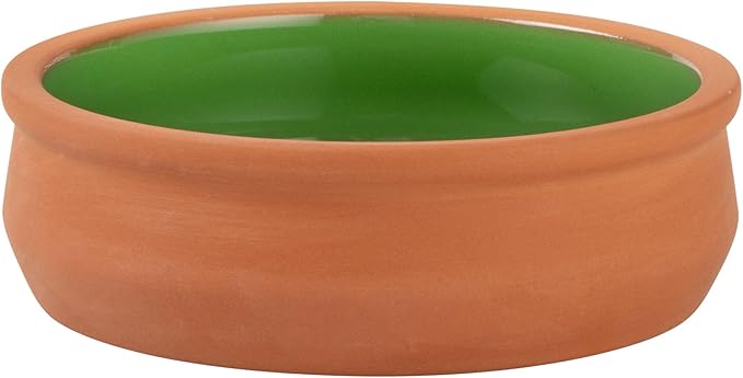 Restaurantware-Terra Tek 8.5 Ounce Terracotta Cazuelas, 2 Green Glazed Clay Pots For Cooking - Oven-Ready, Microwavable, Terracotta Serving Pots, Dishwashable, For Cooking And Serving