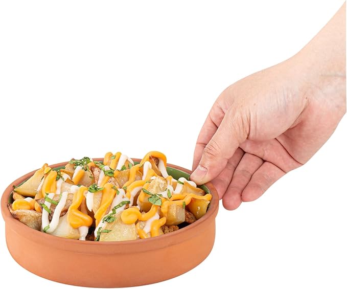 Restaurantware-Terra Tek 15.2 Ounce Terracotta Cazuelas, 2 Green Glazed Clay Pots For Cooking - Oven-Ready, Microwavable, Terracotta Serving Pots, Dishwashable, For Cooking And Serving