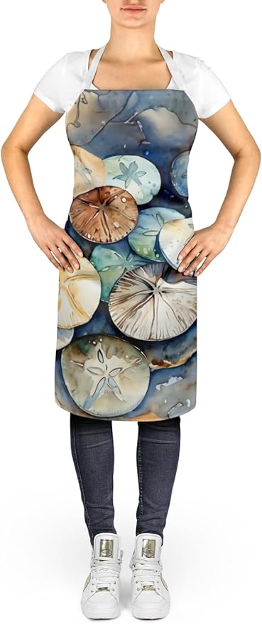 Caroline's Treasures Sand Dollars Apron Cooking Kitchen Server Baking Crafts Gardening for Adult Women Men, Unisex, Large, Multicolor