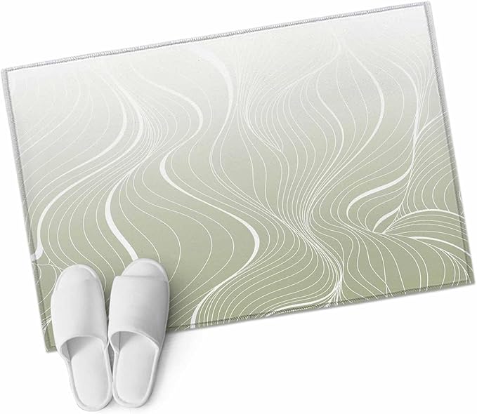 Area Rug 2x3ft, Sage Green Wavy Gradient Stripes Washable Rugs for Living Room Bedroom, Geometric Abstract Art Soft Non-Slip Area Rugs Rectangle Floor Carpet for Dining Room