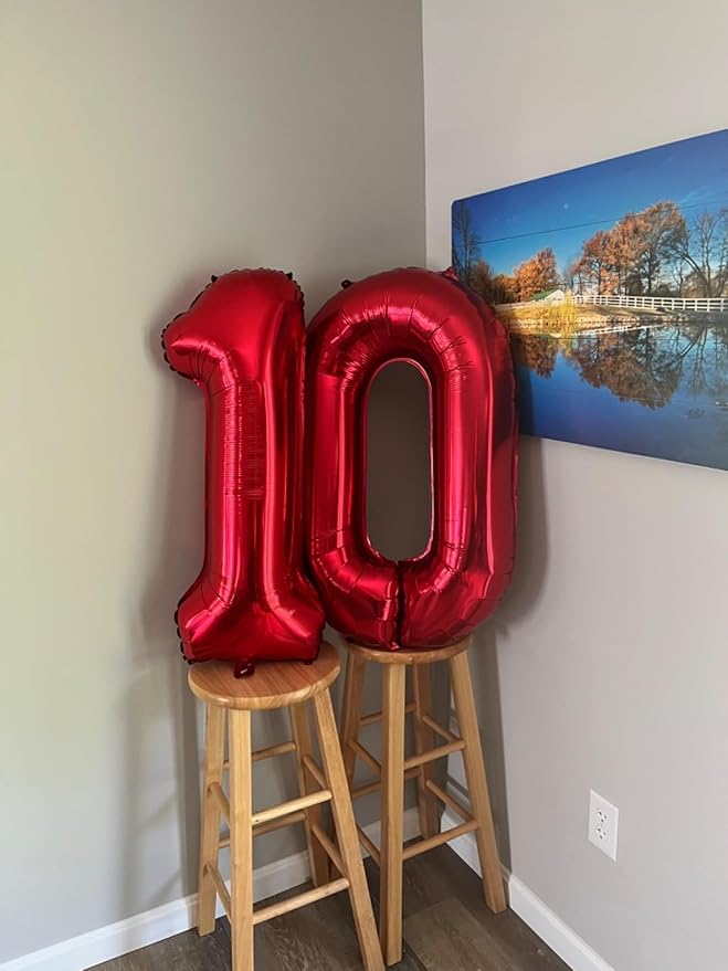 Balloon Numbers 0, 40 Inch Big Zero Red Balloon Numbers for Birthday Decoration, Baloon for 10 20 30 40 100 2025 Graduation Decor Wedding Anniversaries Party