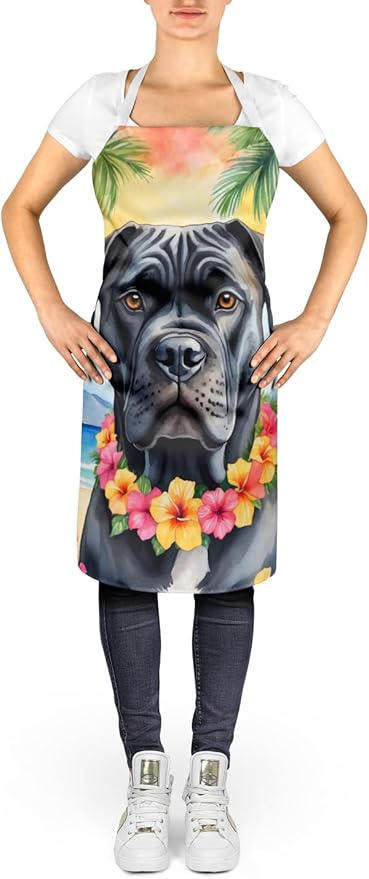 Caroline's Treasures Cane Corso Luau Apron Cooking Kitchen Server Baking Crafts Gardening for Adult Women Men, Unisex, Large, Multicolor