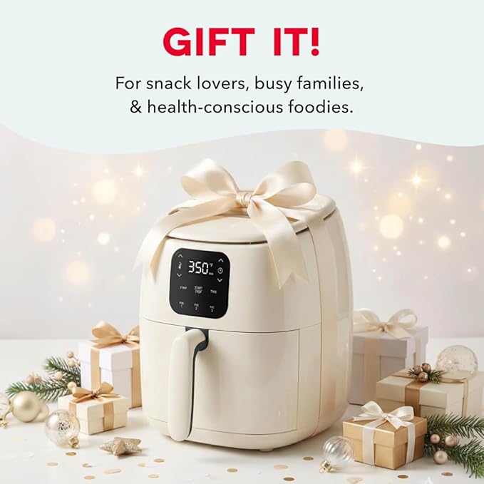 Dash Tasti-Crisp™ Digital Air Fryer – 2.6 Quart Small Compact Mini Air Fryer for French Fries, Nuggets & More, 1-2 People, Auto Shut Off, Adjustable Temp, Dishwasher Safe Parts - Cream