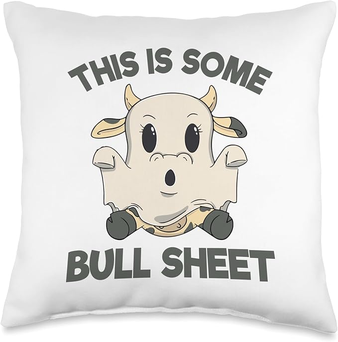 Bull Sheet Ghost Cow Halloween Funny This Is Bull Sheet Throw Pillow