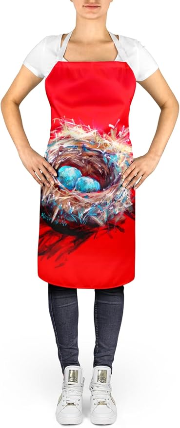 Caroline's Treasures Egg-Stra Special Bird Nest Apron Cooking Kitchen Server Baking Crafts Gardening for Adult Women Men, Unisex, Large, Multicolor