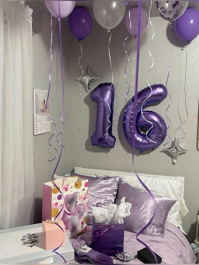 Balloon Number Purple 27, Large Happy 27 Birthday Decoration for Men & Women 2 7 27 72, Foil Number Balloons for Wedding Graduation Celebration Anniversary Supplies
