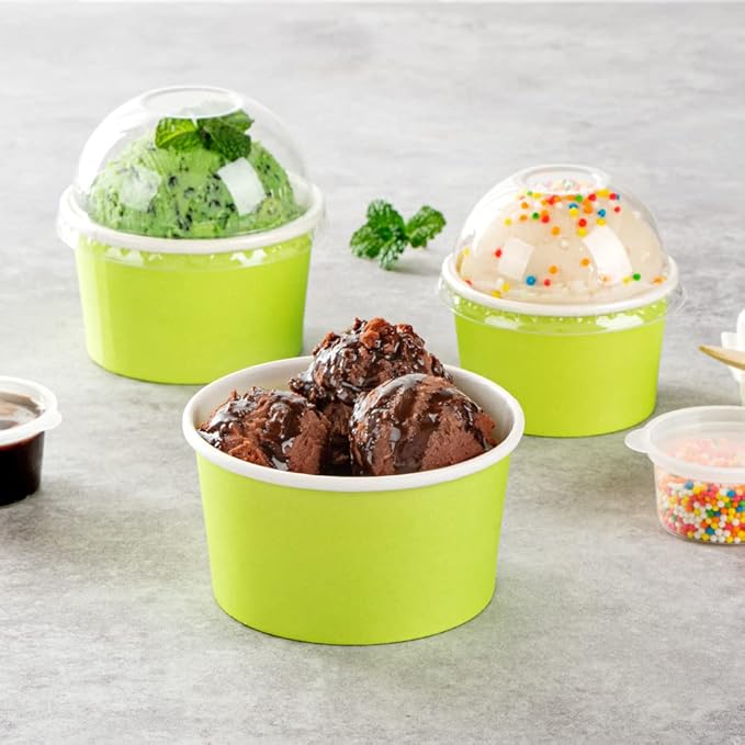 Restaurantware-Coppetta 8-Ounce Dessert Cups, 200 Disposable Ice Cream Cups - Lids Sold Separately, Sturdy, Light Green Paper Frozen Yogurt Bowls, For Hot And Cold Foods, Perfect For Gelato Or Mousse