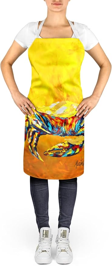 Caroline's Treasures Crab Called the Bigger Jigger Apron Cooking Kitchen Server Baking Crafts Gardening for Adult Women Men, Unisex, Large, Multicolor