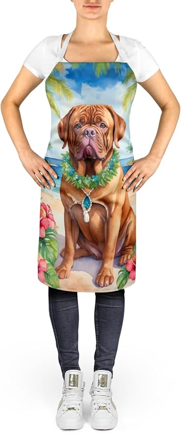Caroline's Treasures Dogue de Bordeaux Luau Apron Cooking Kitchen Server Baking Crafts Gardening for Adult Women Men, Unisex, Large, Multicolor