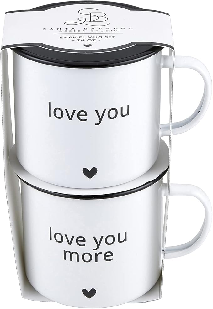 Santa Barbara Design Studio Wedding Enamelware Coffee Mugs, Set of 2, Love You More
