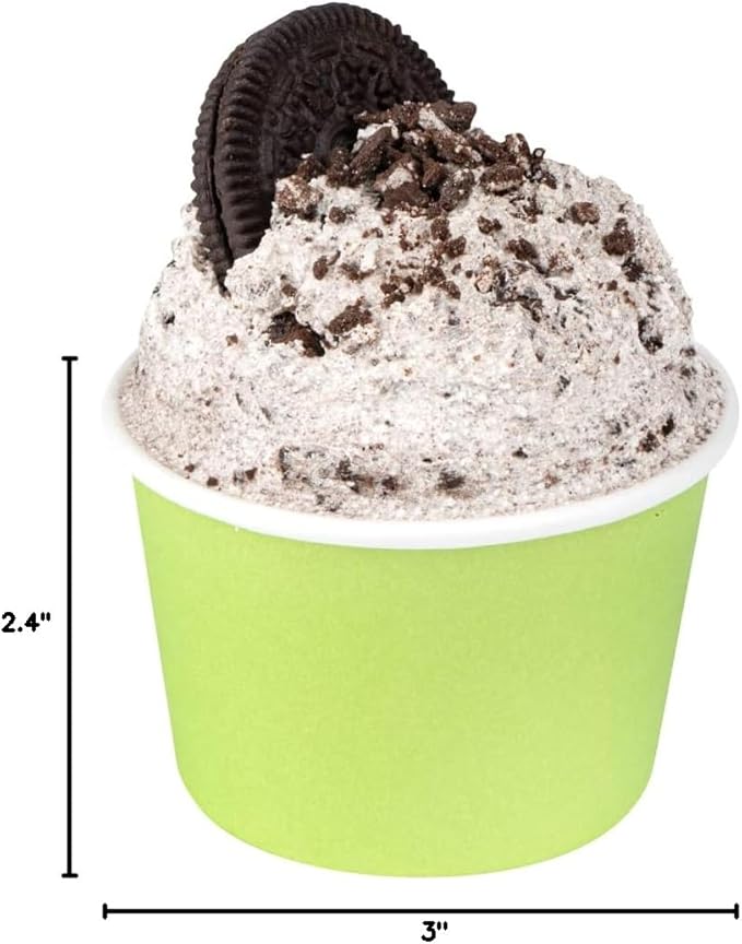 Coppetta 4 Ounce Dessert Cups, 50 Disposable Ice Cream Cups - Lids Sold Separately, Heavy-Duty, Green Paper Frozen Yogurt Bowls, For Hot And Cold Foods, Perfect For Gelato Or Mousse - Restaurantware