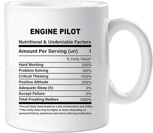 Funny Gift for Engine Pilot, Engine Pilot Nutrition Mug, Best Engine Pilot Gift Ideas, Graduation, Funny Engine Pilot Birthday Mug