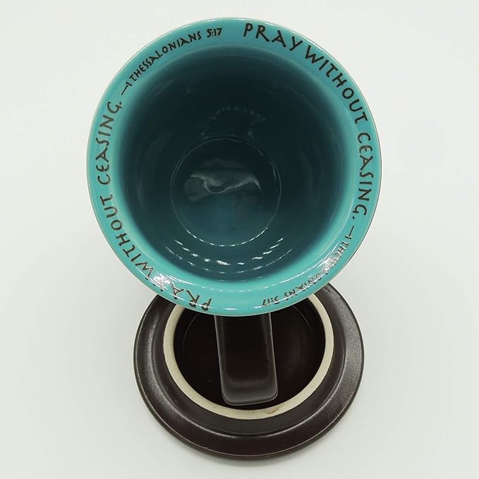 Abbey Gift Prayer Changes Everything Coaster Brown and Blue, 1 Count, Dishwasher Safe Mugs For Coffee and Tea, Includes Bible Verse, "4 x 4.38""" (52892),14 ounce