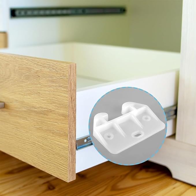 10 Pack White Drawer Guide Bottom Replacement Parts Dresser Cabinet Wardrobe Kitchen Furniture Repair Kit Smooth Sliding 2.28x1.61in