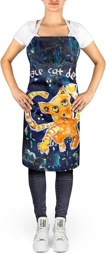 Caroline's Treasures Space Cat Det Cat Apron Cooking Kitchen Server Baking Crafts Gardening for Adult Women Men, Unisex, Large, Multicolor