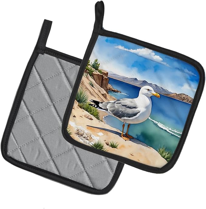 Caroline's Treasures Utah California Gull Pair of Pot Holders Kitchen Heat Resistant Pot Holders Sets Oven Hot Pads for Cooking Baking BBQ, 7 1/2 x 7 1/2