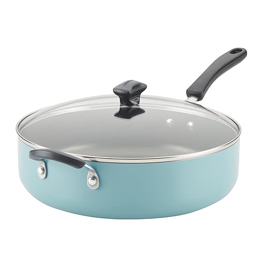 Farberware Cookstart DiamondMax Nonstick Jumbo Cooker with Lid and Helper Handle, Dishwasher Safe, 6 Quart - Aqua