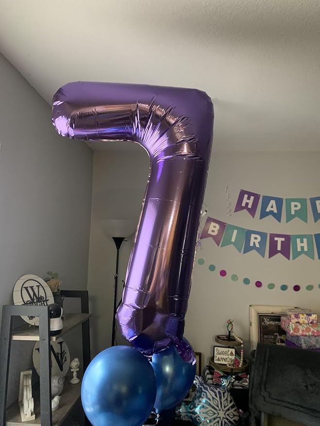 Purple 4 Balloon Number Four for 4th Birthday Decorations, 40 Inch Big Number Balloons for 4 14 40 Anniversaries Celebration Graduation Wedding