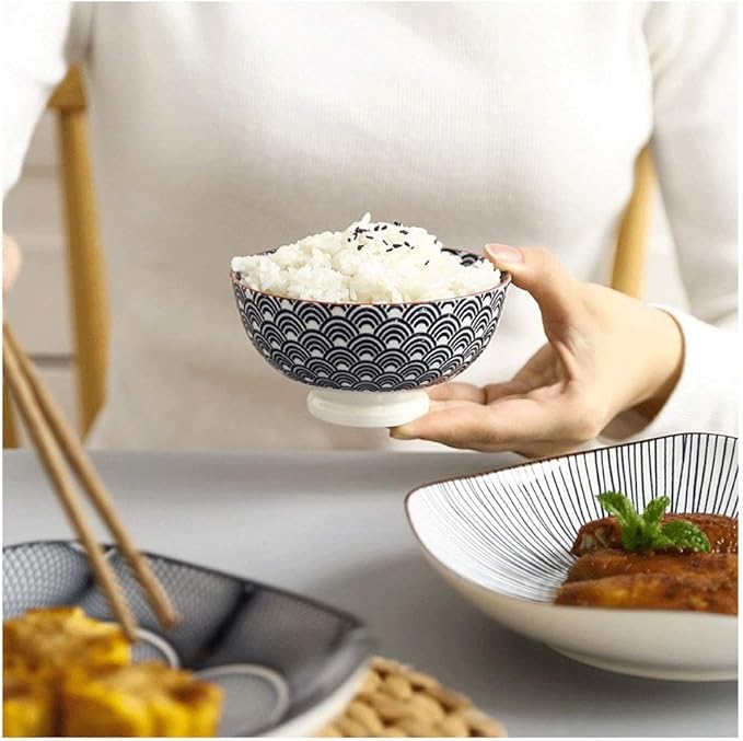 Bowls for Kitchen and Wind 4.5-inch Rice Bowl Ceramic Unglazed Anti-scalding Bowl European Simple Household Soup Bowl High-Legged (Color : K) (Medium)