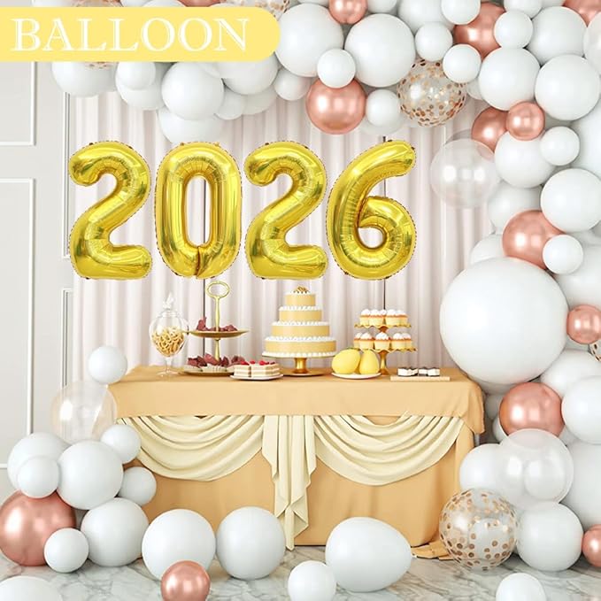 2026 Gold Balloons, 2026 Graduation Balloons, Number Balloon 40 Inch, Graduation Decorations Class of 2026 Prom Birthday Party Decorations 2026 New Years 2026 Balloon for New Years Eve