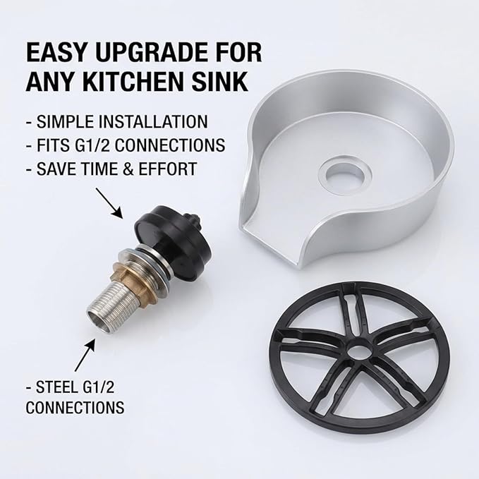 Automatic Glass Rinser for Kitchen Sink, Stainless Steel Cup Washer with G1/2 Thread, Professional Corrosion-Resistant Pressure Glass Washer, ABS Plastic Base