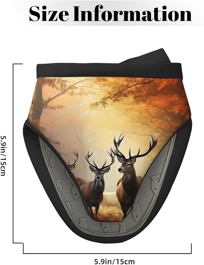 1 Pcs Mini Silicone Oven Mitts Deer Autumn Fall Heat Resistant Grill Gloves with Hanging Loop, Maple Leaves Trees Short Kitchen Mittens for Cooking Baking BBQ