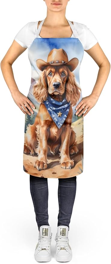 Caroline's Treasures Cocker Spaniel Cowboy Welcome Apron Cooking Kitchen Server Baking Crafts Gardening for Adult Women Men, Unisex, Large, Multicolor