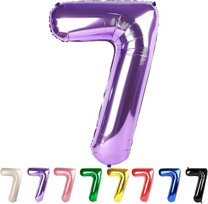 Number 7 Balloons Purple Party Decorations for Women Men, 40 In Big 7th Balloons for Engagement, Wedding, Celebration Party, Graduations, Photo Shoot