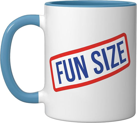 Fun Size Bold Retro Label Funny Candy Snack Humor Ceramic Mug, Blue/White