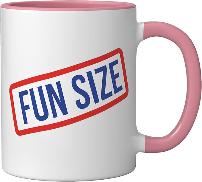 Fun Size Bold Retro Label Funny Candy Snack Humor Ceramic Mug, Pink/White