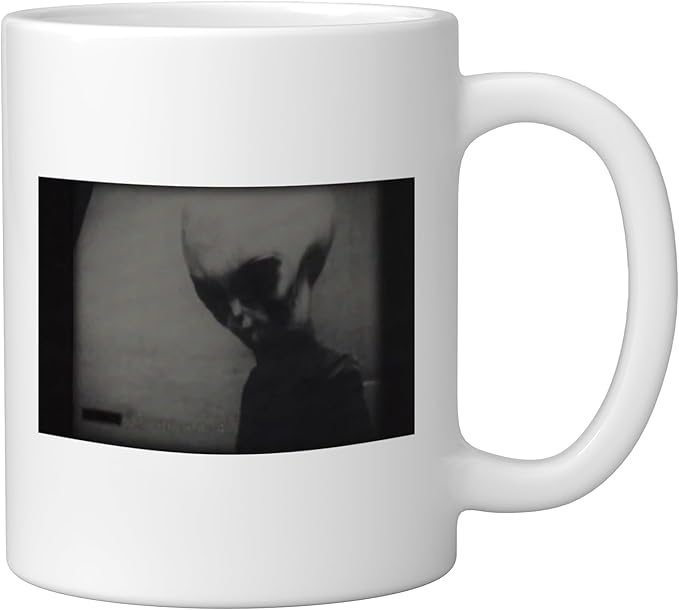 Skinny Bob Alien 1961 KGB Video Real Alien Grey Ceramic Mug, White