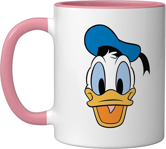 Disney Donald Duck Three Caballeros Trip Matching Big Face Ceramic Mug, Pink/White