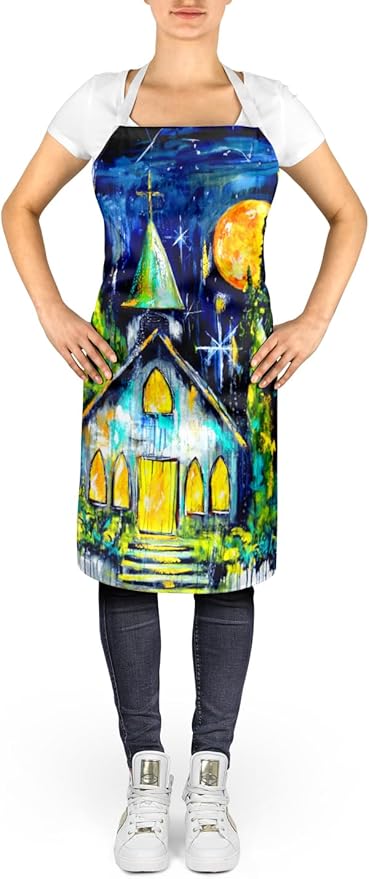 Caroline's Treasures Rock of Ages Church Apron Cooking Kitchen Server Baking Crafts Gardening for Adult Women Men, Unisex, Large, Multicolor