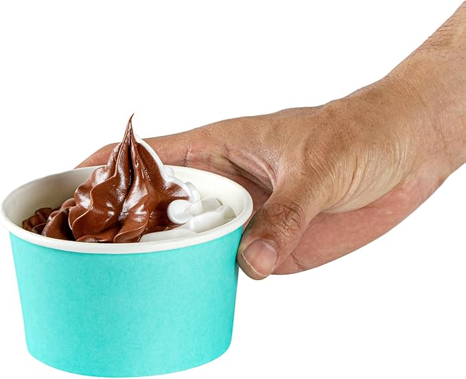 Coppetta 12 Ounce Dessert Cups, 200 Disposable Ice Cream Cups - Lids Sold Separately, Sturdy, Turquoise Paper FroYo Bowls, Durable, For Hot And Cold Foods, Perfect For Gelato - Restaurantware