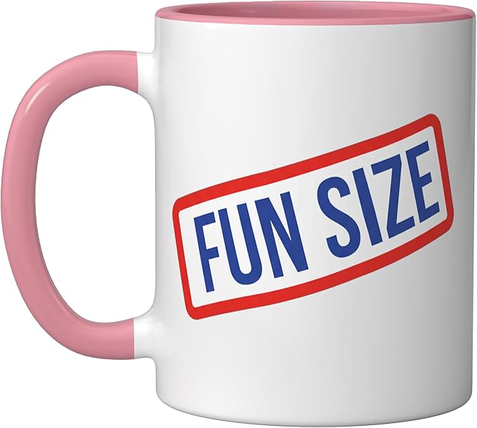 Fun Size Bold Retro Label Funny Candy Snack Humor Ceramic Mug, Pink/White