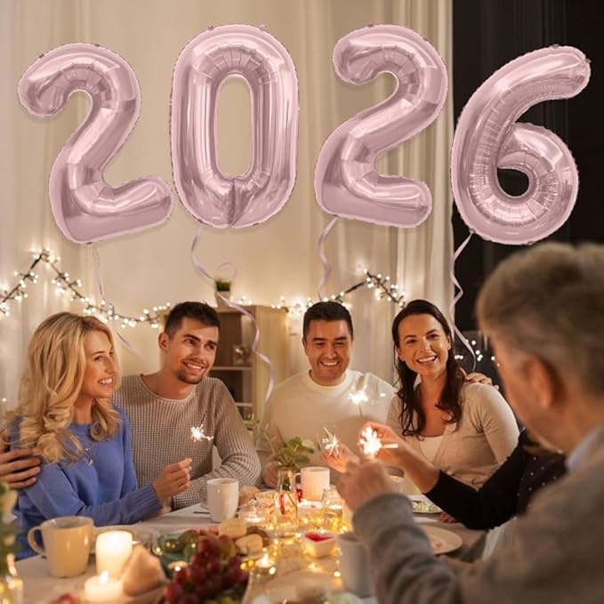 2026 Balloons, 40 Inch 2026 Number Balloons Rose Gold 2026 Balloon Large Foil New Year Balloon Numbers 2026 Mylar Baloons for Birthday Christmas Graduation New Years Eve Party Supplies Decorations
