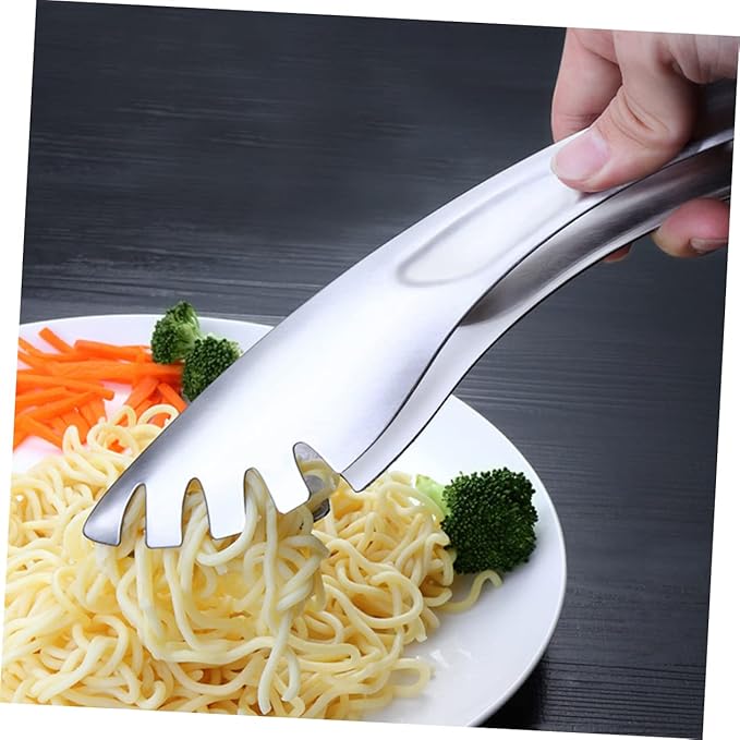 Spatula Metal Bread Toaster Sandwich Toaster 3pcs BBQ Tongs Pasta Noodles Tongs Bread Tongs Serving Clips Stainless Steel Food Clip Kitchen Serving Tongs Fixture Snack Appetizer, Silver