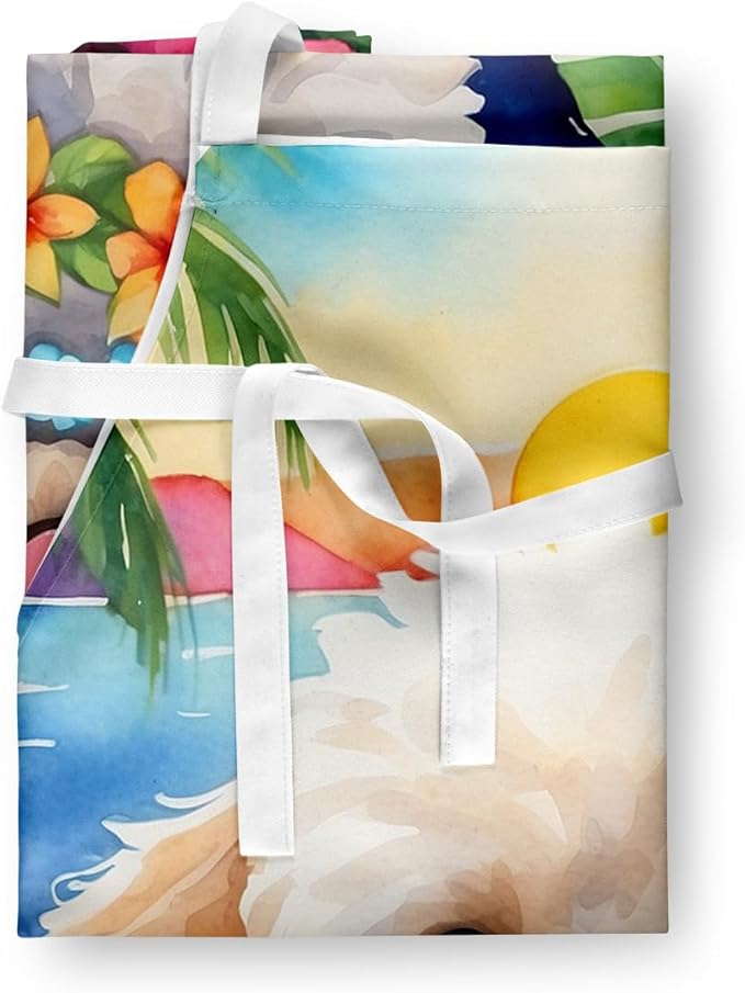 Caroline's Treasures Maltipoo Luau Apron Cooking Kitchen Server Baking Crafts Gardening for Adult Women Men, Unisex, Large, Multicolor