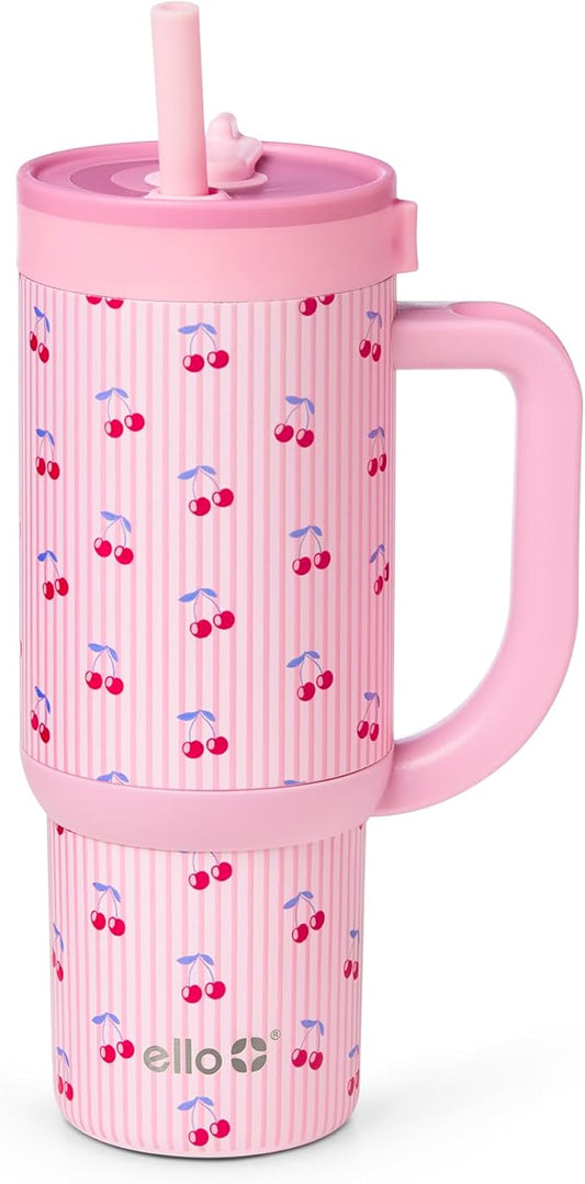 Ello Oasis 18oz Stainless Steel Tumbler - Preppy Cherries