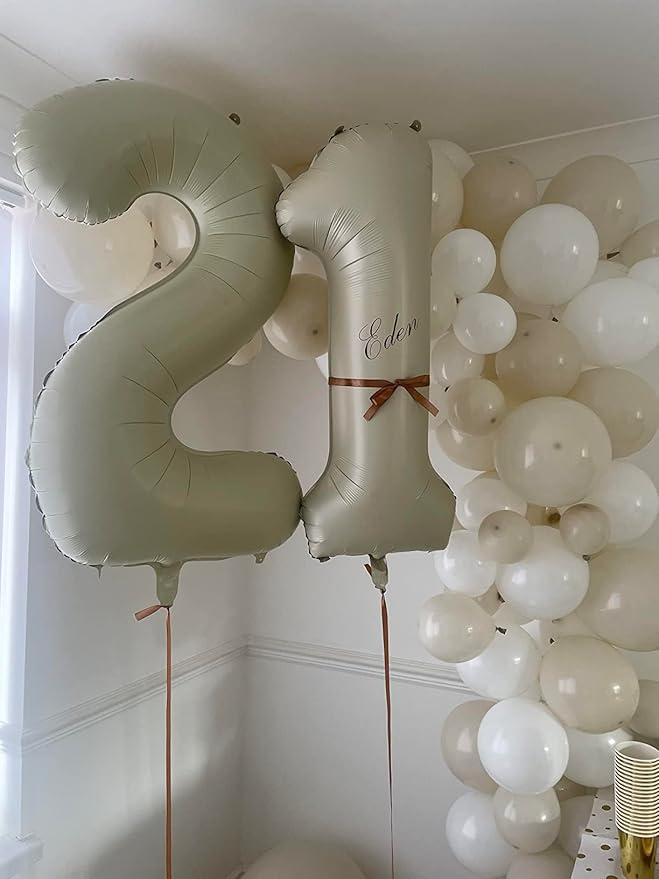 Number Balloons 40 In, 2 Balloons Numbers Birthday Decorations for Women Men, Cream Birthday Party Decorations Big Balloons for 12 22 25 Wedding, Celebration Party, Graduations