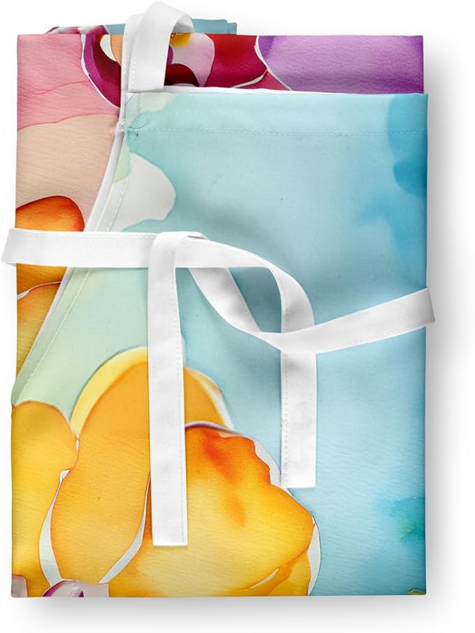 Caroline's Treasures Orchids in Watercolor Apron Cooking Kitchen Server Baking Crafts Gardening for Adult Women Men, Unisex, Large, Multicolor