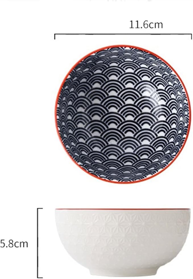 Bowls for Kitchen Household Rice Bowl Ceramic Tableware Minimalist Style Underglaze Relief Kitchenware Porridge Bowl Small (Color : K) (N)