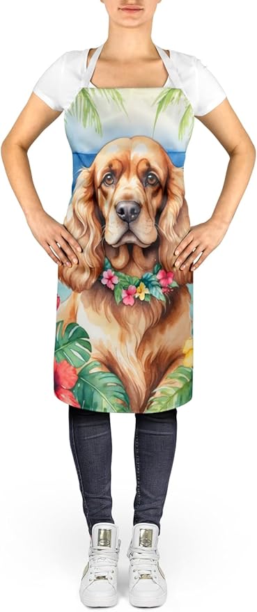 Caroline's Treasures Cocker Spaniel Luau Apron Cooking Kitchen Server Baking Crafts Gardening for Adult Women Men, Unisex, Large, Multicolor