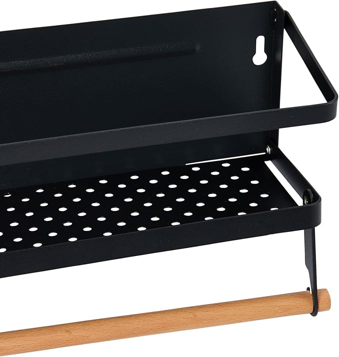 Household Essentials Metal Magnetic Spice Rack with Paper Towel Holder, Black